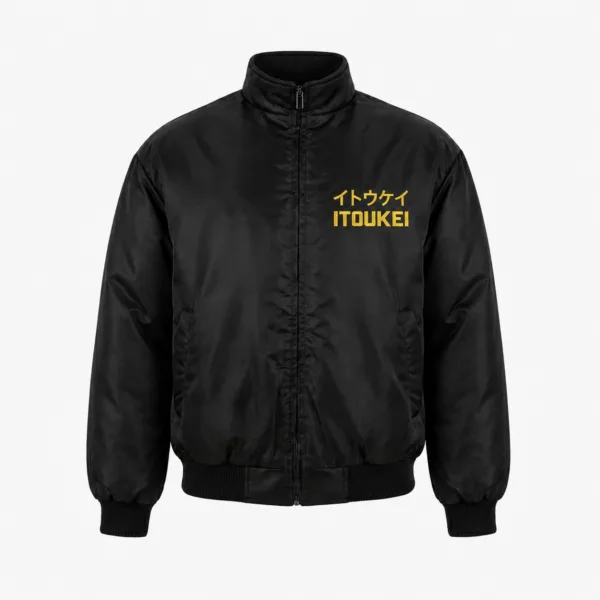 Bomber en satin ITOUKEI noir — vue de face