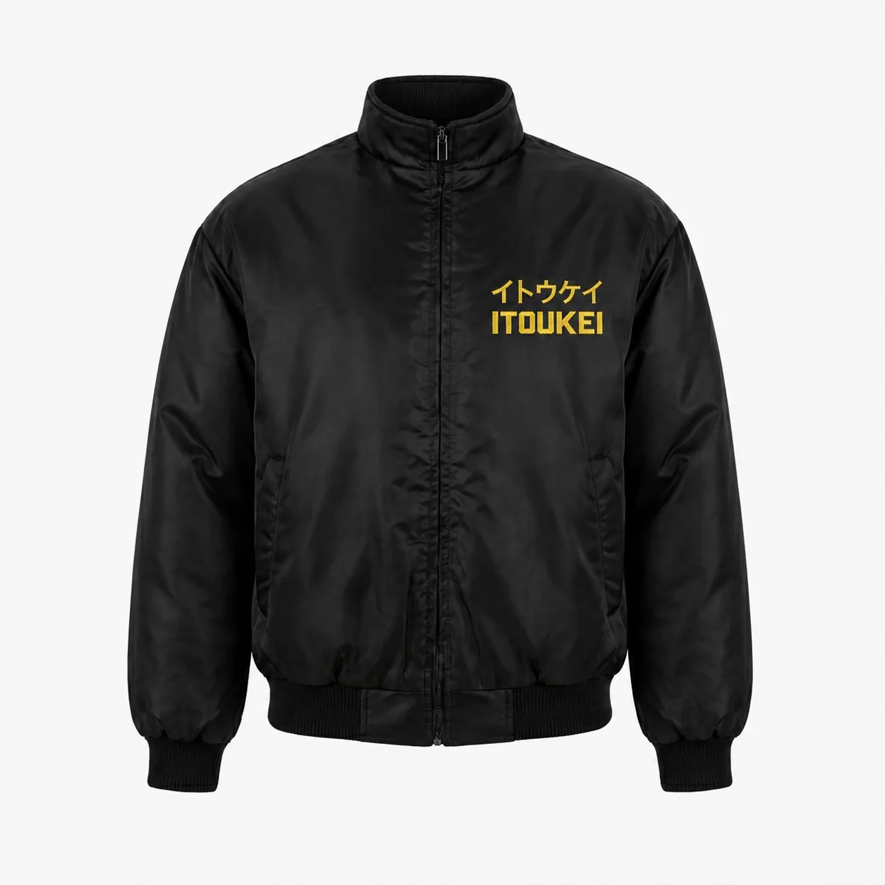 Bomber en satin ITOUKEI noir — vue de face