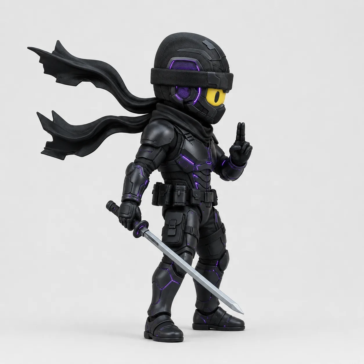 Figurine-Ninja - Noir-Violet – Image 3
