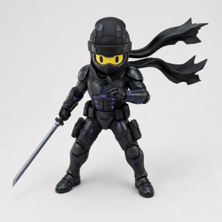 Figurine-Ninja - Noir-Violet