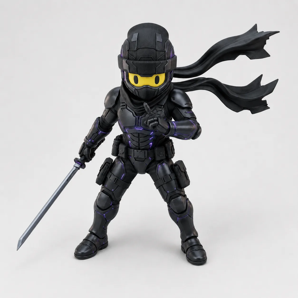 Figurine-Ninja - Noir-Violet