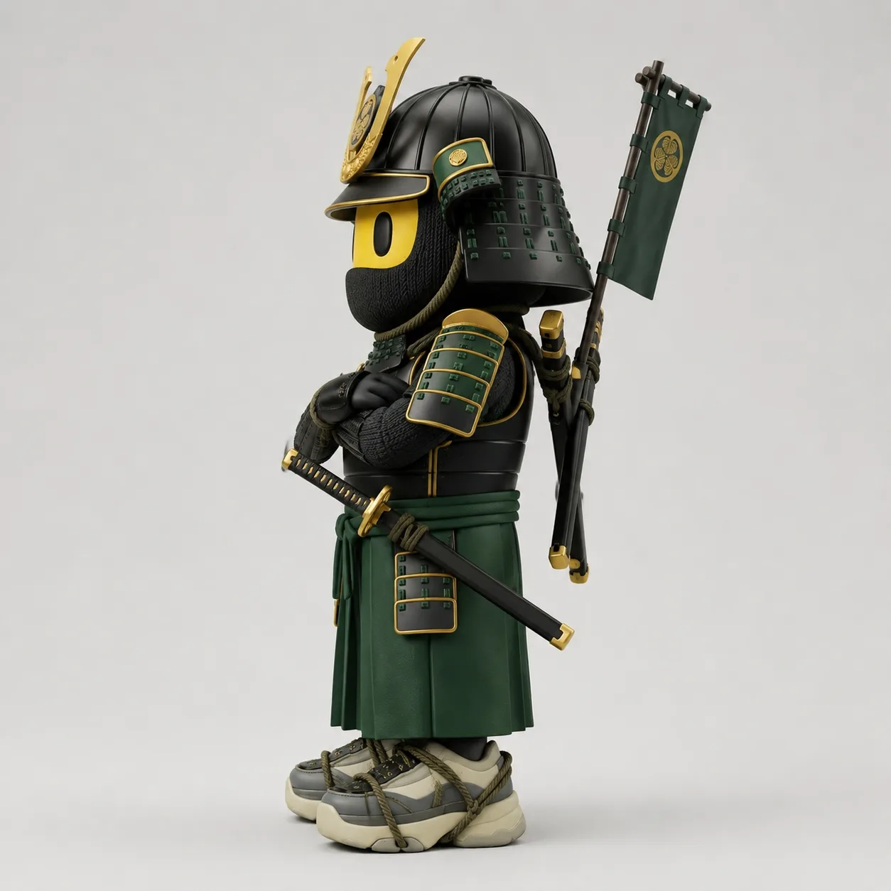 Figurine-Samourai - Noir-Or-Vert – Image 4