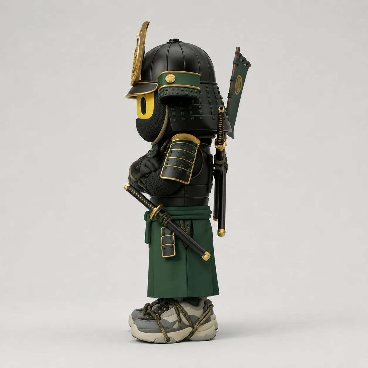 Figurine-Samourai - Noir-Or-Vert – Image 3