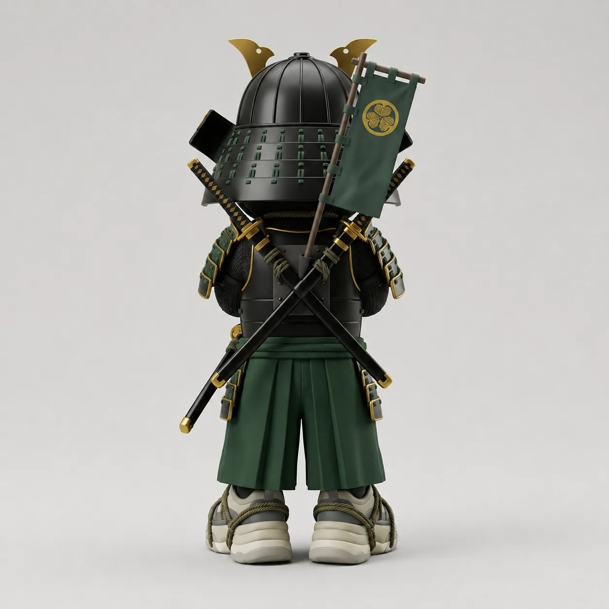 Figurine-Samourai - Noir-Or-Vert – Image 2