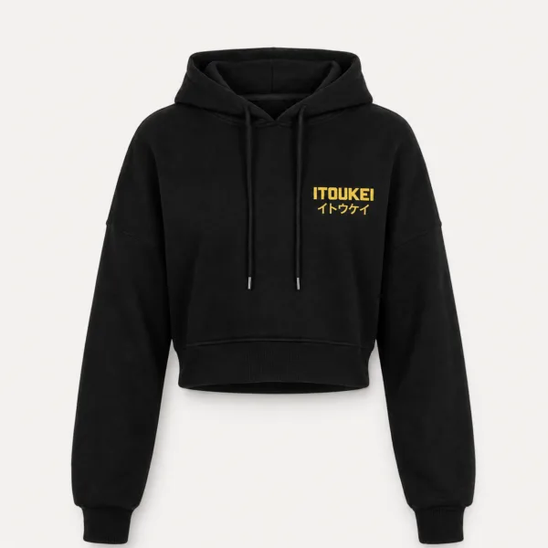 Hoodie court No Risk ITOUKEI noir — vue de face