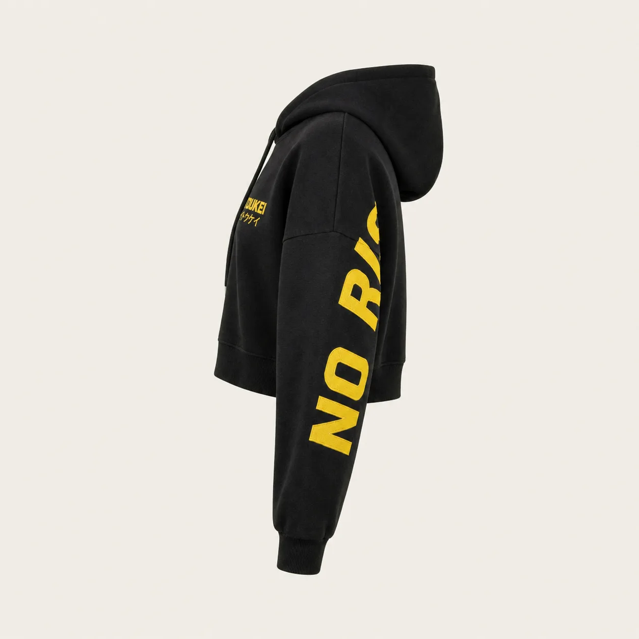 Hoodie court No Risk ITOUKEI noir — vue 3