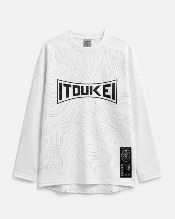 Jersey manches longues motif topo ITOUKEI blanc — vue de face