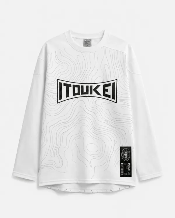Jersey manches longues motif topo ITOUKEI blanc — vue de face