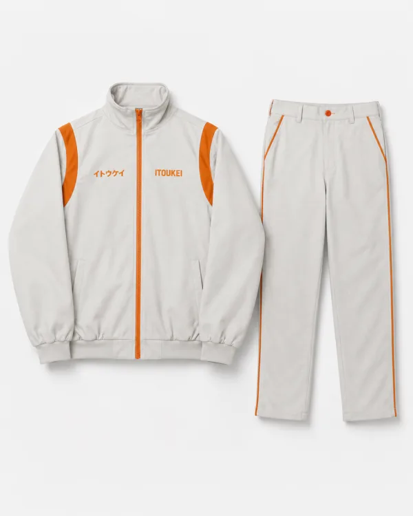 Ensemble de survêtement ITOUKEI gris et orange — vue de face
