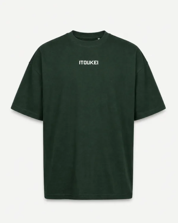 T-shirt minimal ITOUKEI vert foncé — vue de face