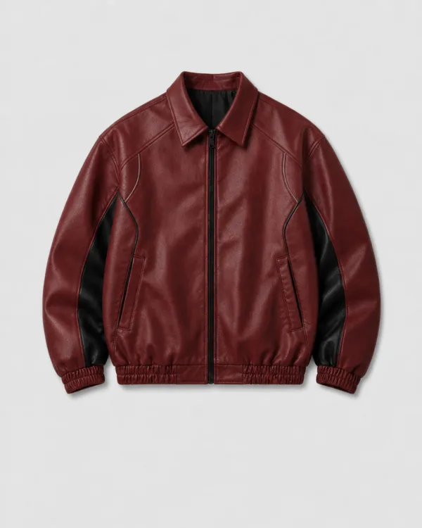 Veste en cuir ITOUKEI bordeaux — vue de face