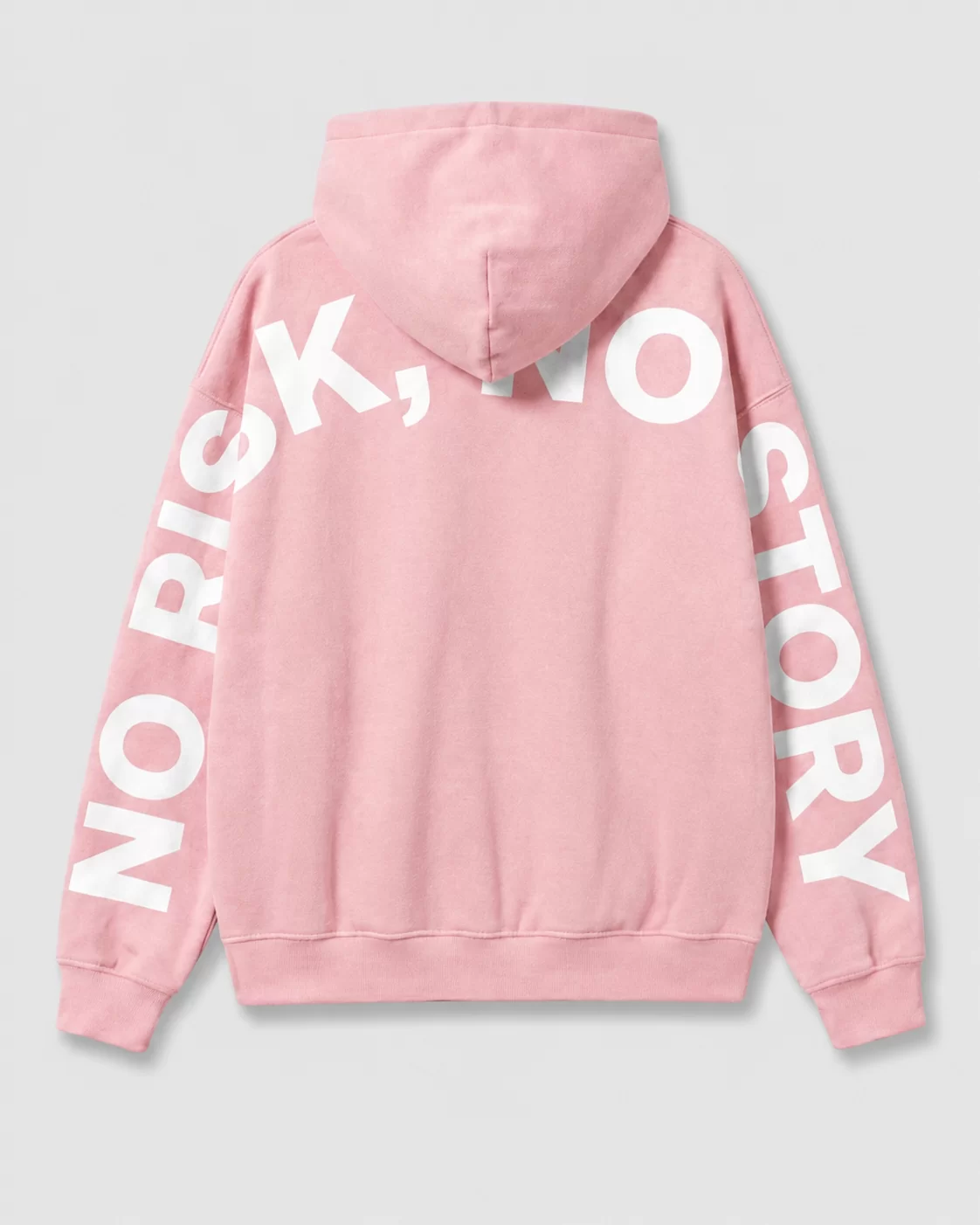 Hoodie ITOUKEI rose — dos, devise No Risk No Story