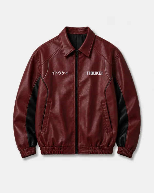 Veste en cuir ITOUKEI bordeaux — vue de face