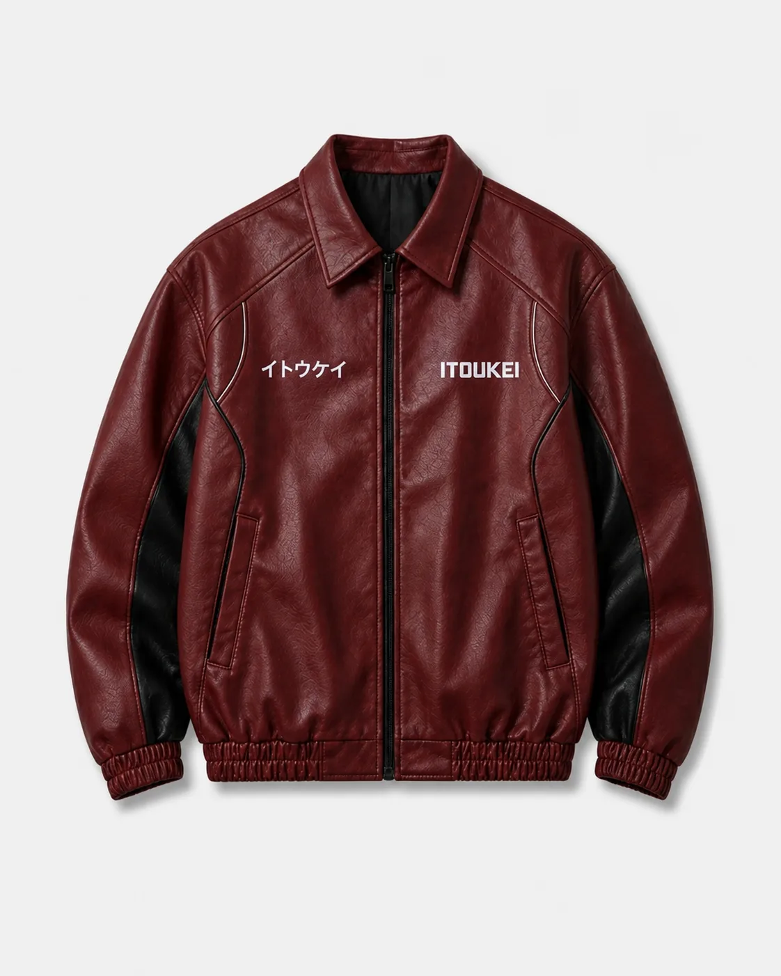 Veste en cuir ITOUKEI bordeaux — vue de face
