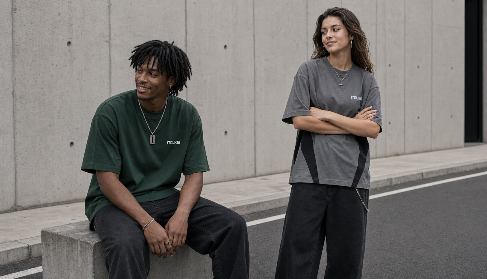 Tshirt-Minimal Vert-Fonce — porté