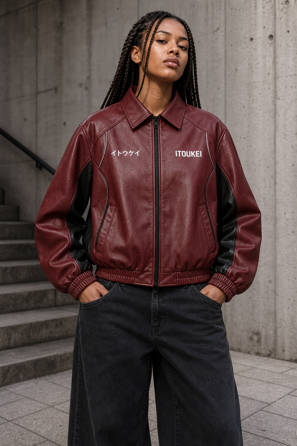 Veste-Racing-Cuir - Bordeaux